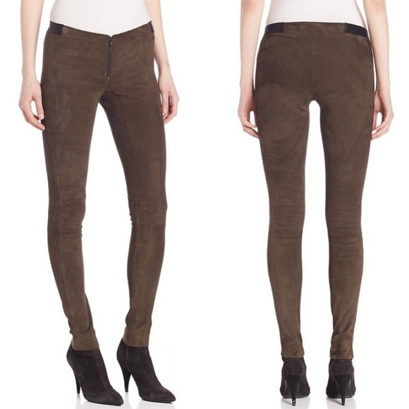 Alice + Olivia Lamb Leather Suede Legging Pants - Picture 2 of 8